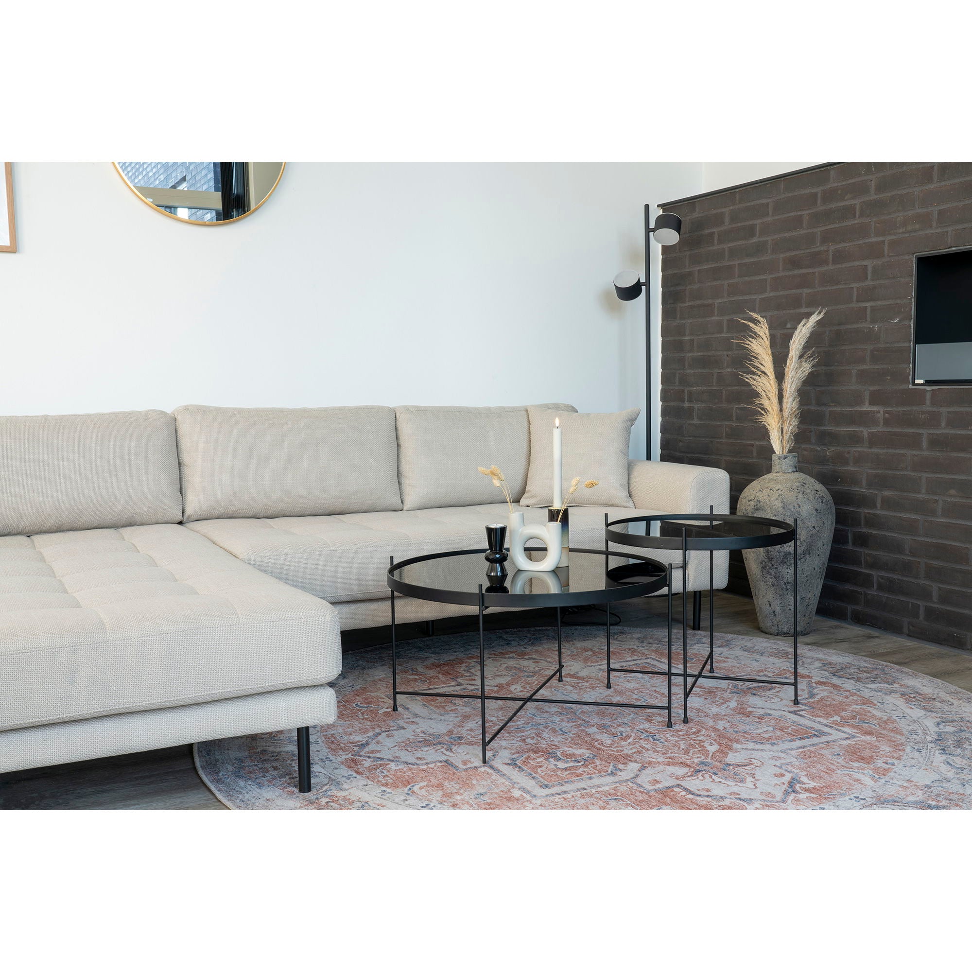 Havana Teppich – rund Ø200 cm, Chenille-Optik, Vintage-Stil
